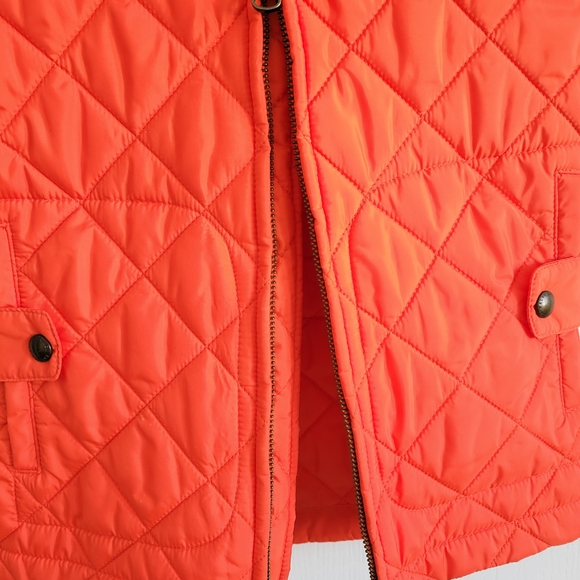 Orange Quilted Vest with Brown Suede Leather Accents - Picture 5 of 7